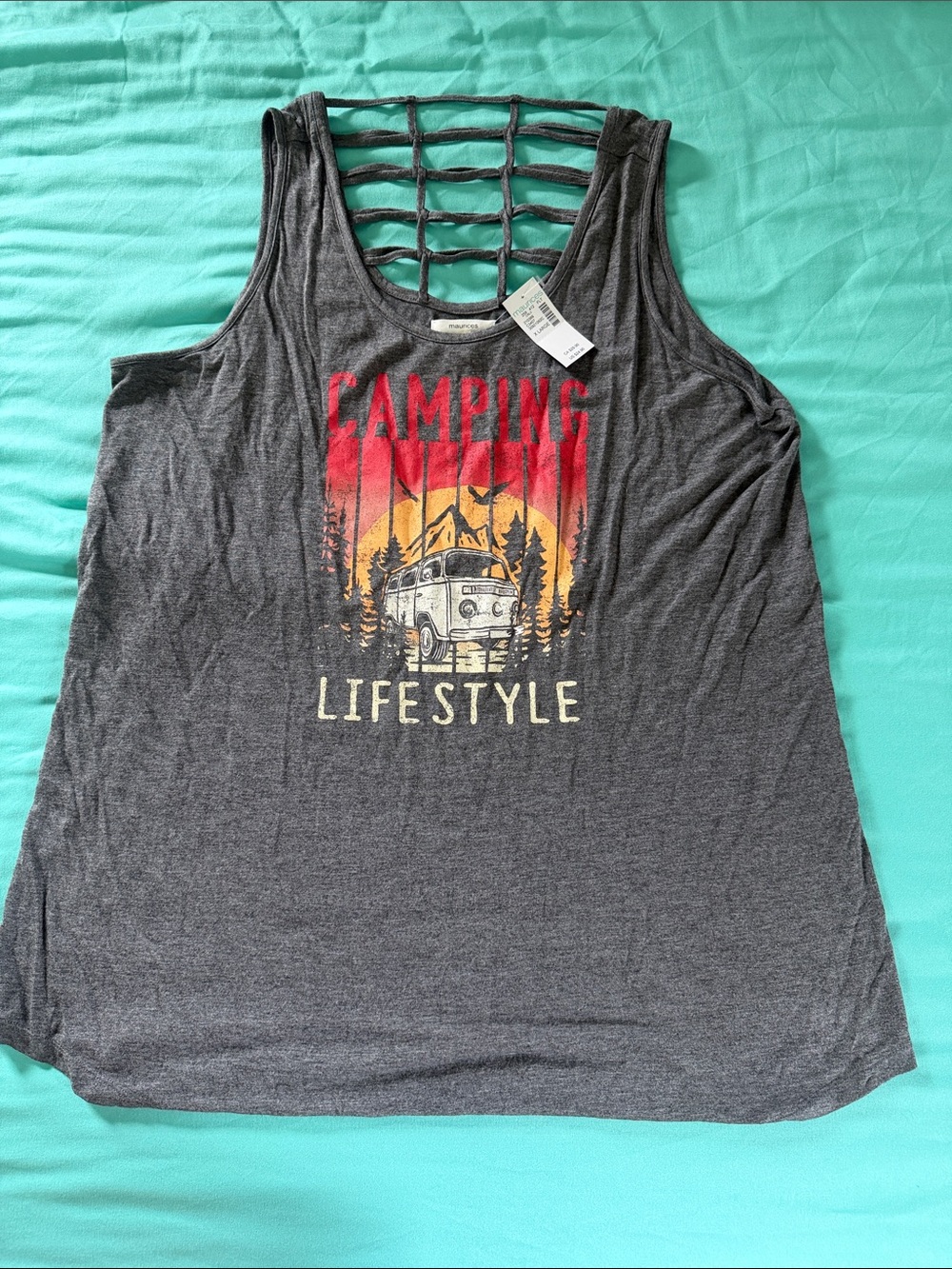Maurices Gray 'Camping Lifestyle' Graphic Ladder-Back Tank